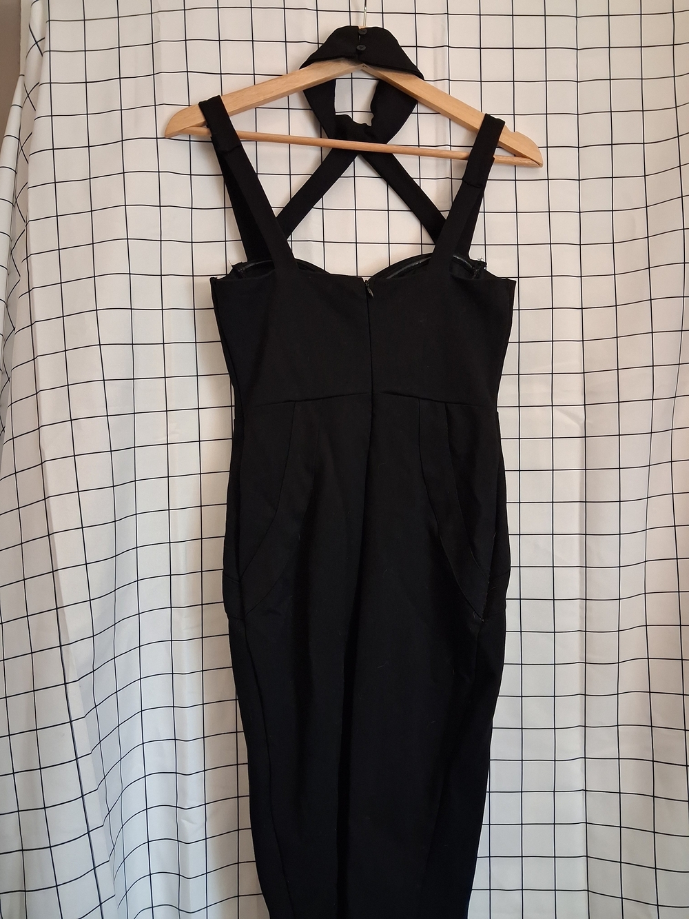 Fashion Nova Black Strappy Midi Dress with Halter Neck - Picture 3 of 3